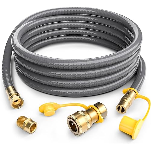 24FT 1/2” Natural Gas Hose, Natural Gas Conversion Kit, Flexible Gas Line Propane to Natural Gas Conversion Kit with Quick Connect Fitting for Grill, Fireplace, Heater, Burner, Generator-CSA