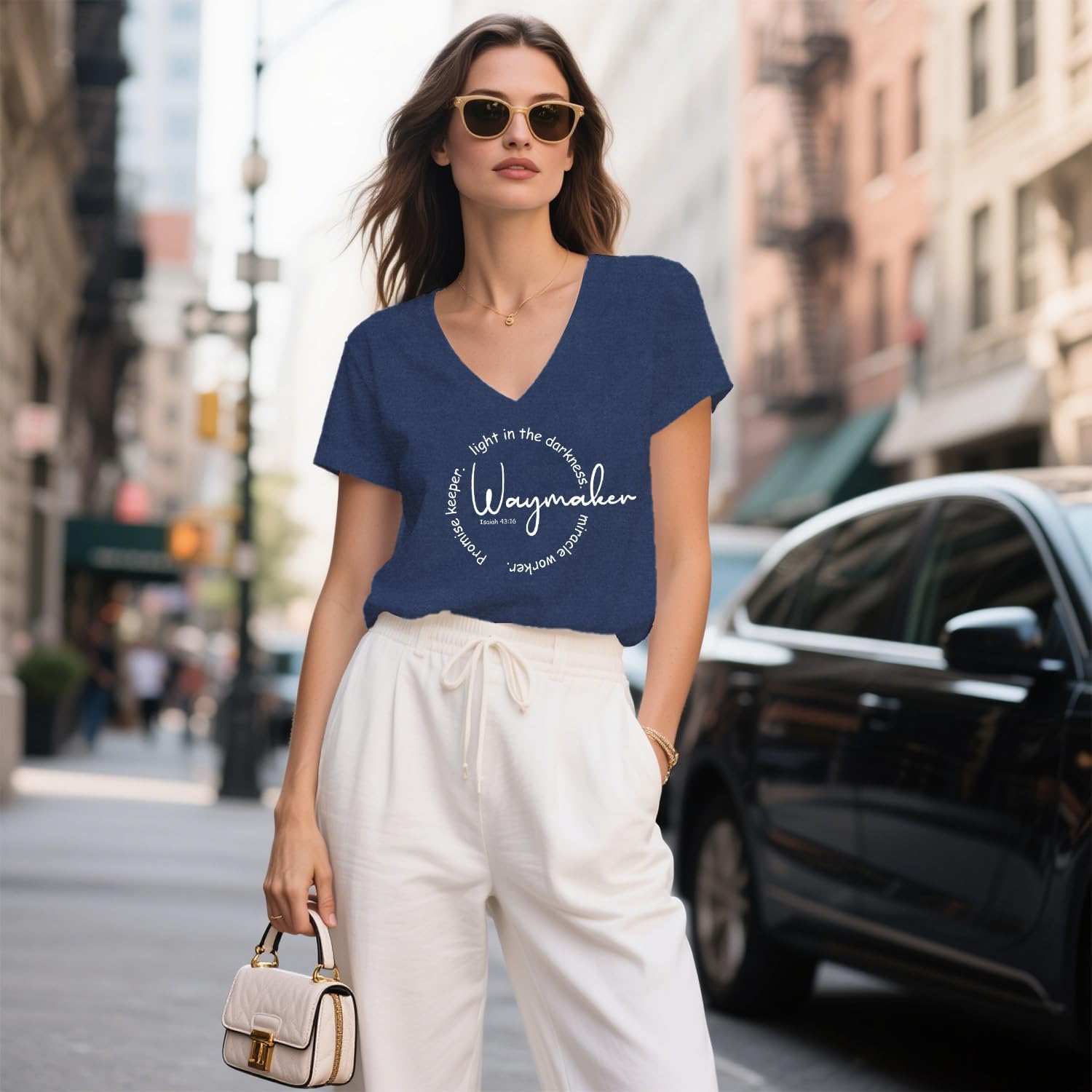 Christian Shirt for Women Waymaker T-Shirt Light in The Darkness Tshirt Bible Verse Faith Tee Top - Image 4