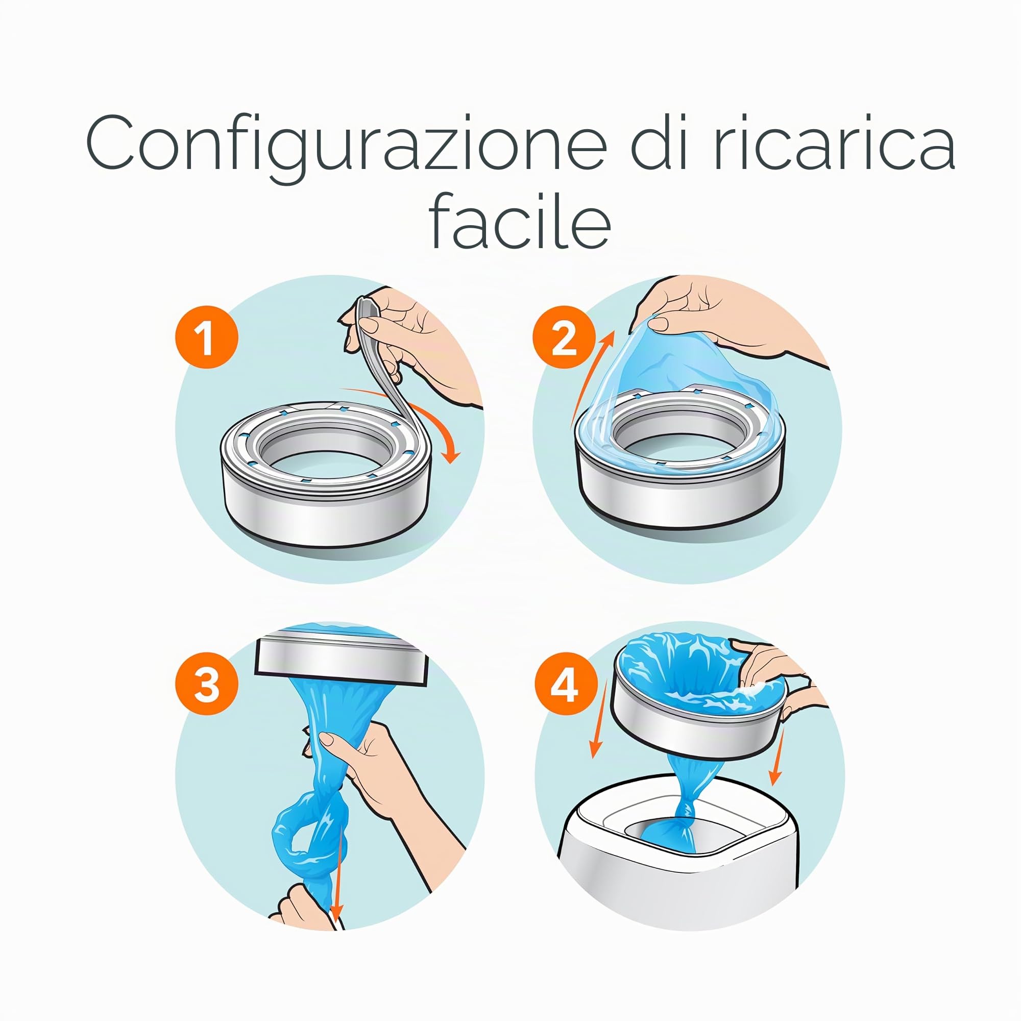 Diaper Genie - Sacchetti di ricarica per mangiapannolini, 270 pezzi (confezione da 8) con tecnologia Max Odor Lock, contengono fino a 2160 pannolini per neonati