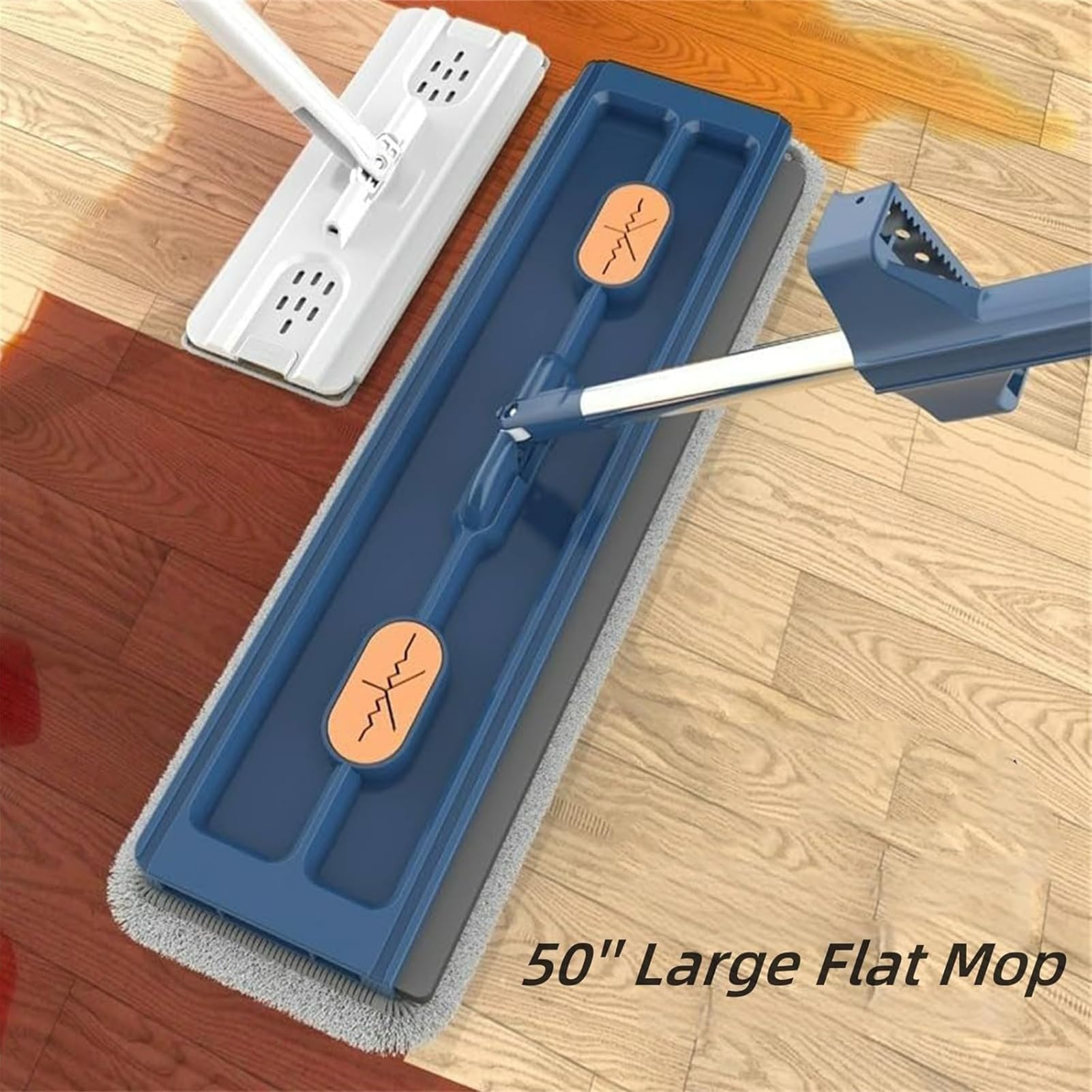 Mopa Plana Giratoria 360 Grados, En Seco O Húmedo, Mango Largo | Herramienta de Limpieza Doméstica Mopa Atrapapolvo de Microfibra con Mango Largo para Cocina, Baño, Hogar, Suelos y