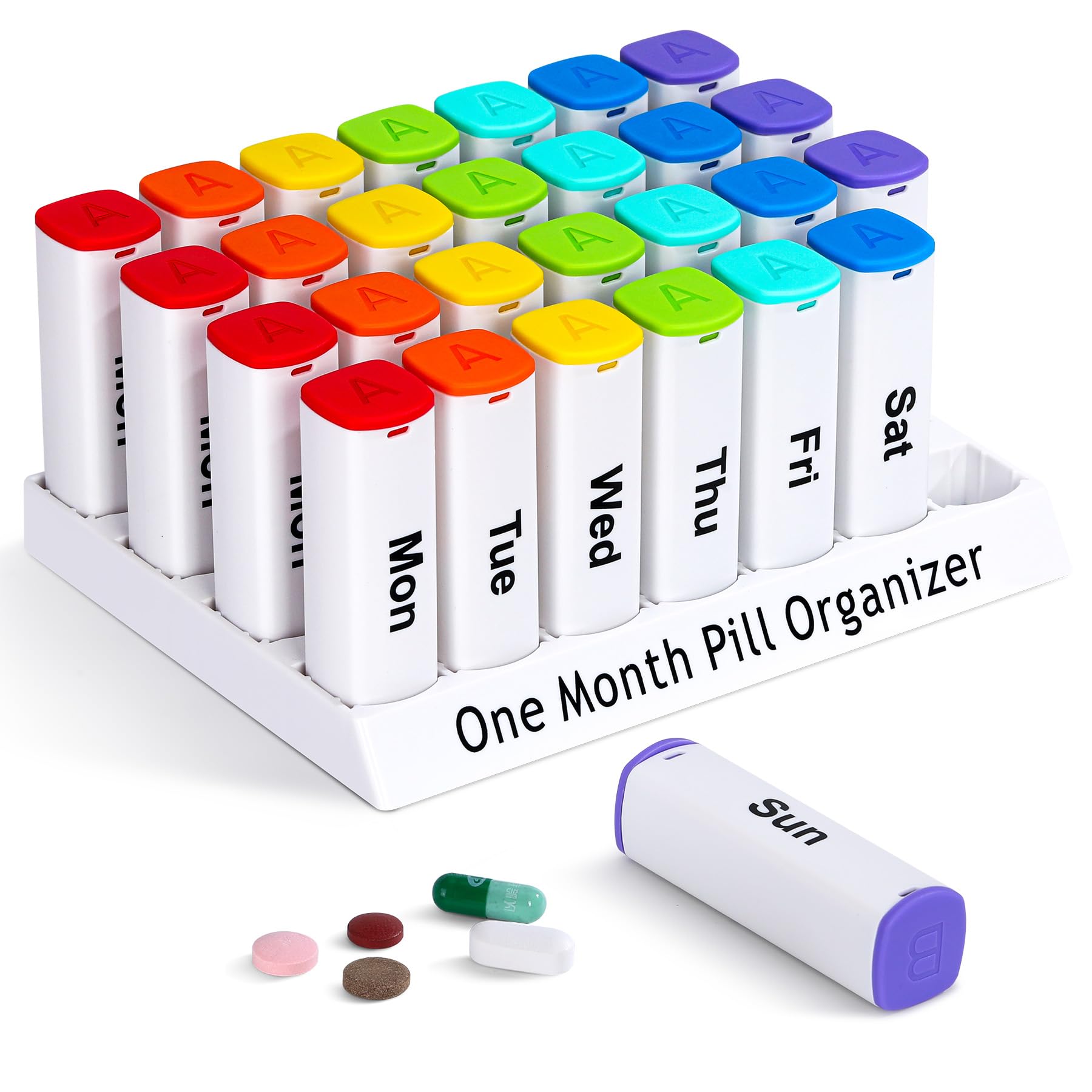 Photo 1 of CAidRE Monthly Pill Organizer 2 Times a Day - 28 Day Pill Box AM PM, Extra Large Capacity 4 Week Pill Case for Vitamins and Medication, Moisture-Resistant Travel Friendly Individual Pods, White