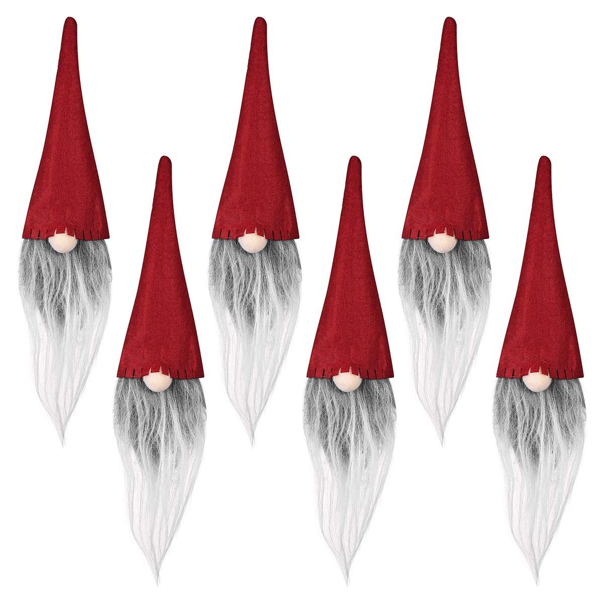 6pcs Christmas Wine Bottle Topper Covers Gnome Hat Wine Bottle Decorations Christmas Party Favors Supplies (red)