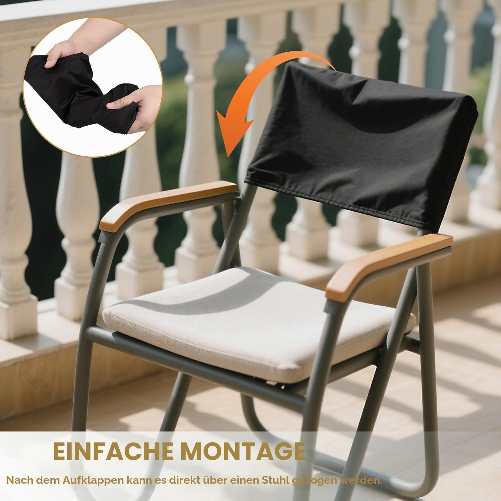 Esszimmerstuhl-Rückenbezüge, elastisch, Polyester, wasserdicht, staubdicht, waschbar, abnehmbarer Schutz für Bankett, Küche, Party, Hotel (klein, schwarz), 4 Stück