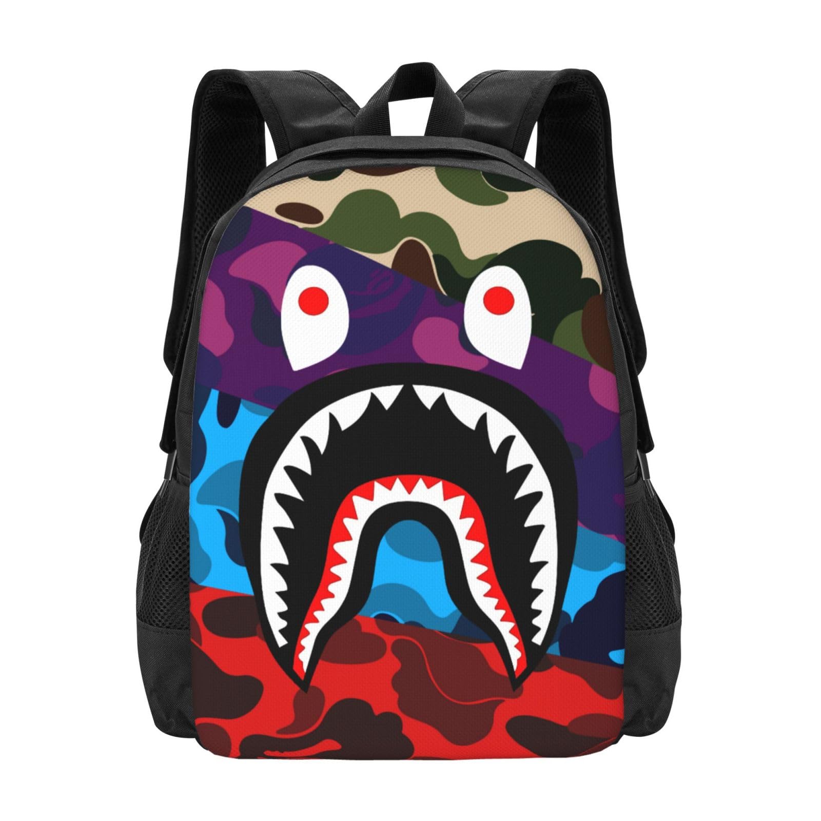 MVGKTGOQ Backpack Shark Camo Backpack Travel laptop bag Stylish and durable both for men and women 17 inch (Shark Camo Backpack 2)