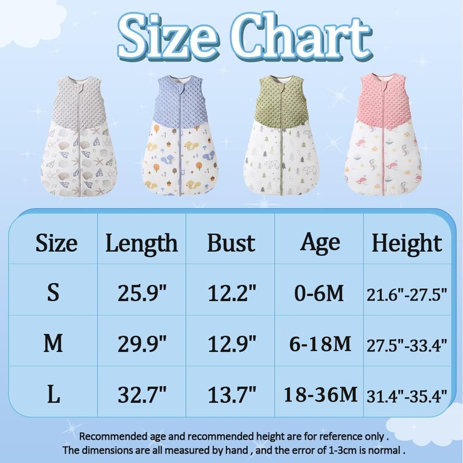 Fairy Baby Sacco Nanna per Neonati 1,5 Tog Sacco a Pelo Invernale per Neonato Coperta Indossabile in Cotone Morbido Swaddle