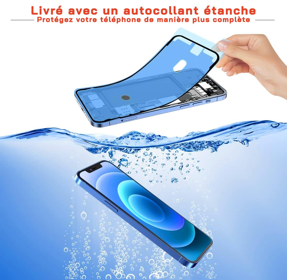 Ecran Remplacement pour iPhone 12 avec Joint d'ecran + Verre Trempe et Outils