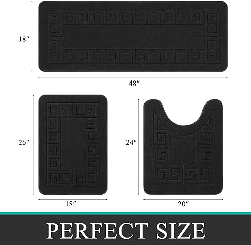 Miniatura 9 de Pauwer Juego de alfombras de baño de 3 piezas, alfombras de baño antideslizantes para suelo de baño, alfombras de baño de microfibra peludas,