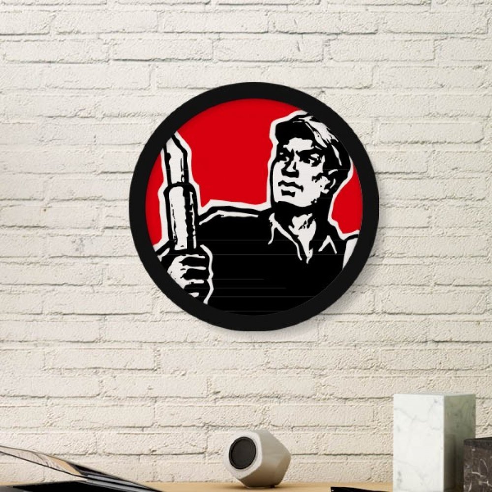 Peinture art patriotique Pen Livre en cadre rond noir pour salon