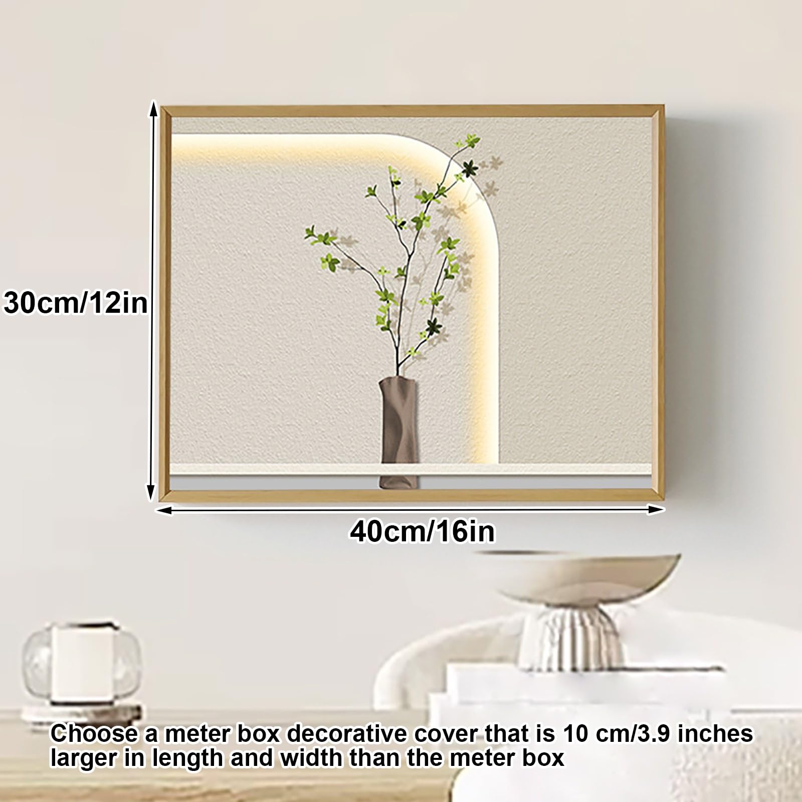 Coperchio Quadro Elettrico, Copri Contatore Elettrico Interno, Copricontatore da Interno Arredo, Copri Quadro Elettrico Decorativo in Casa e Ufficio(Gold,40x30cm/16x12in)