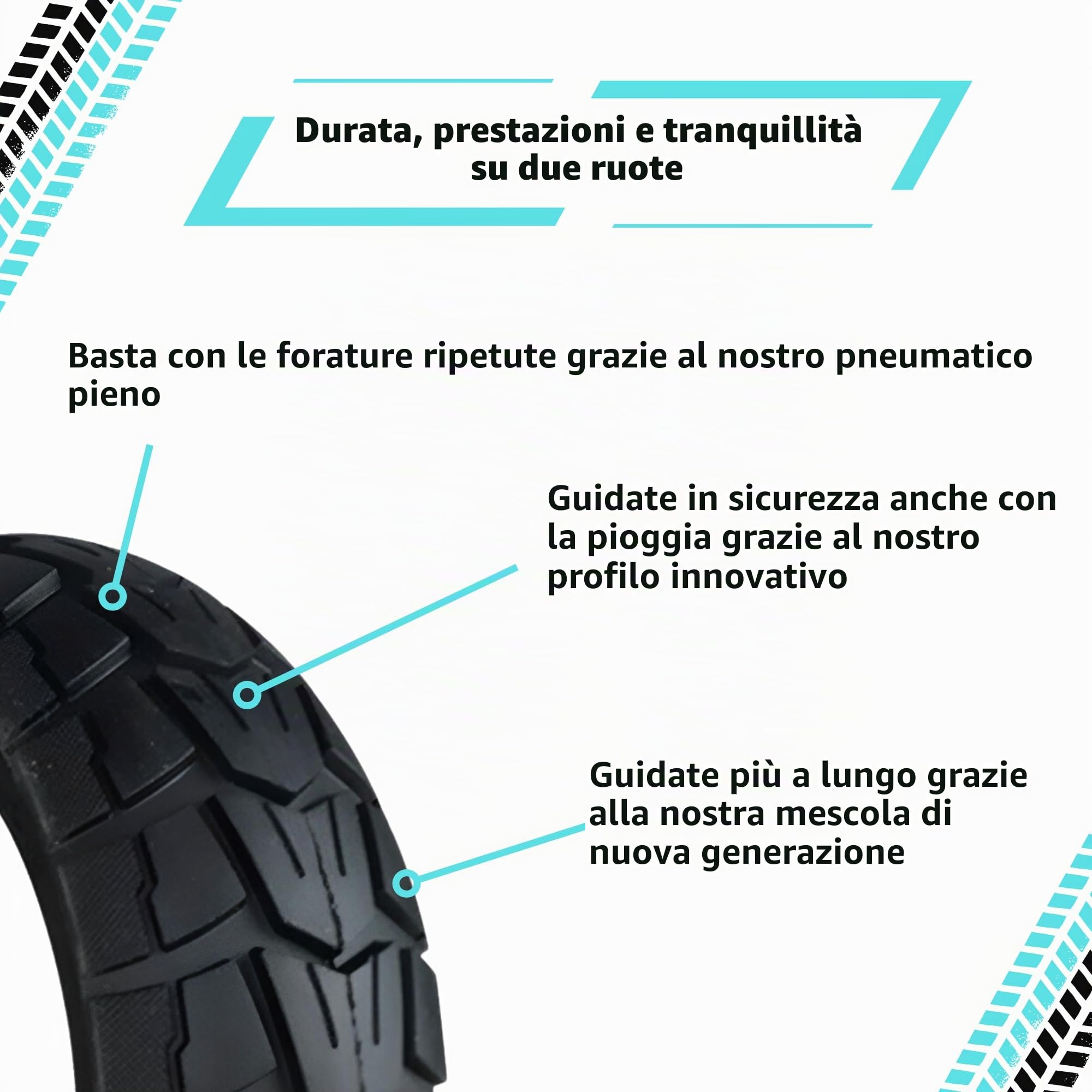 Bitume | Pneumatico Pieno Semi Offroad per Monopattino Elettrico Urbanglide Ecross Pro, Ecross Max | Pneumatico Imperabile 10x2.75-6.5 Pollici per Monopattino Elettrico Ruota Anteriore e Posteriore |