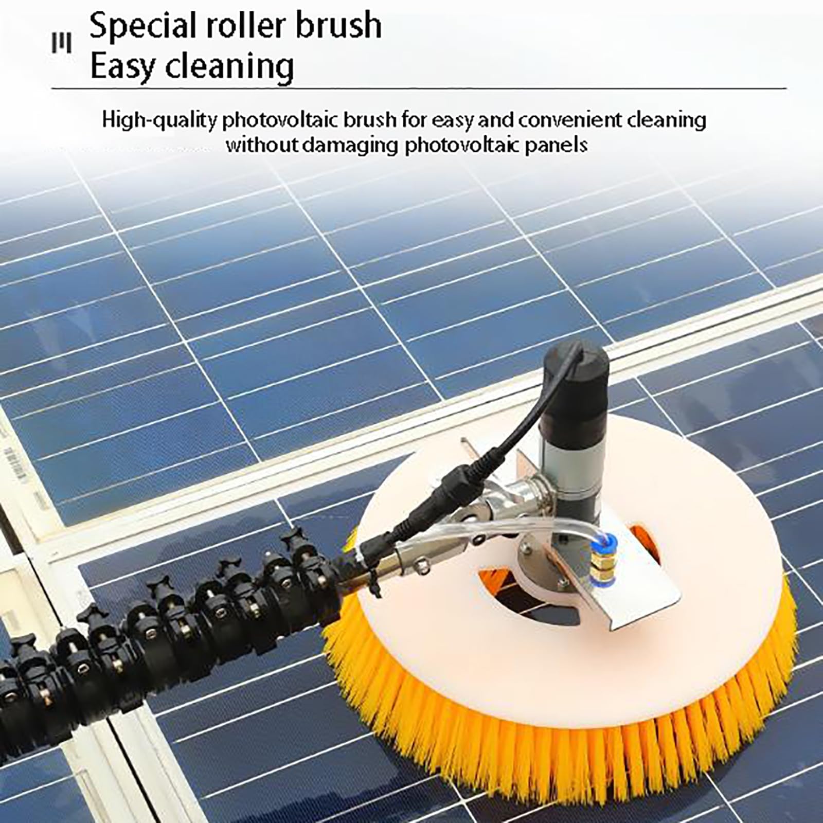 Cepillo telescópico para Limpiar Ventanas de 2 a 12 m, cerdas densas, con Placa de Cepillo de 30 cm + Dispositivo de pulverización de Agua de 4 Orificios,10m