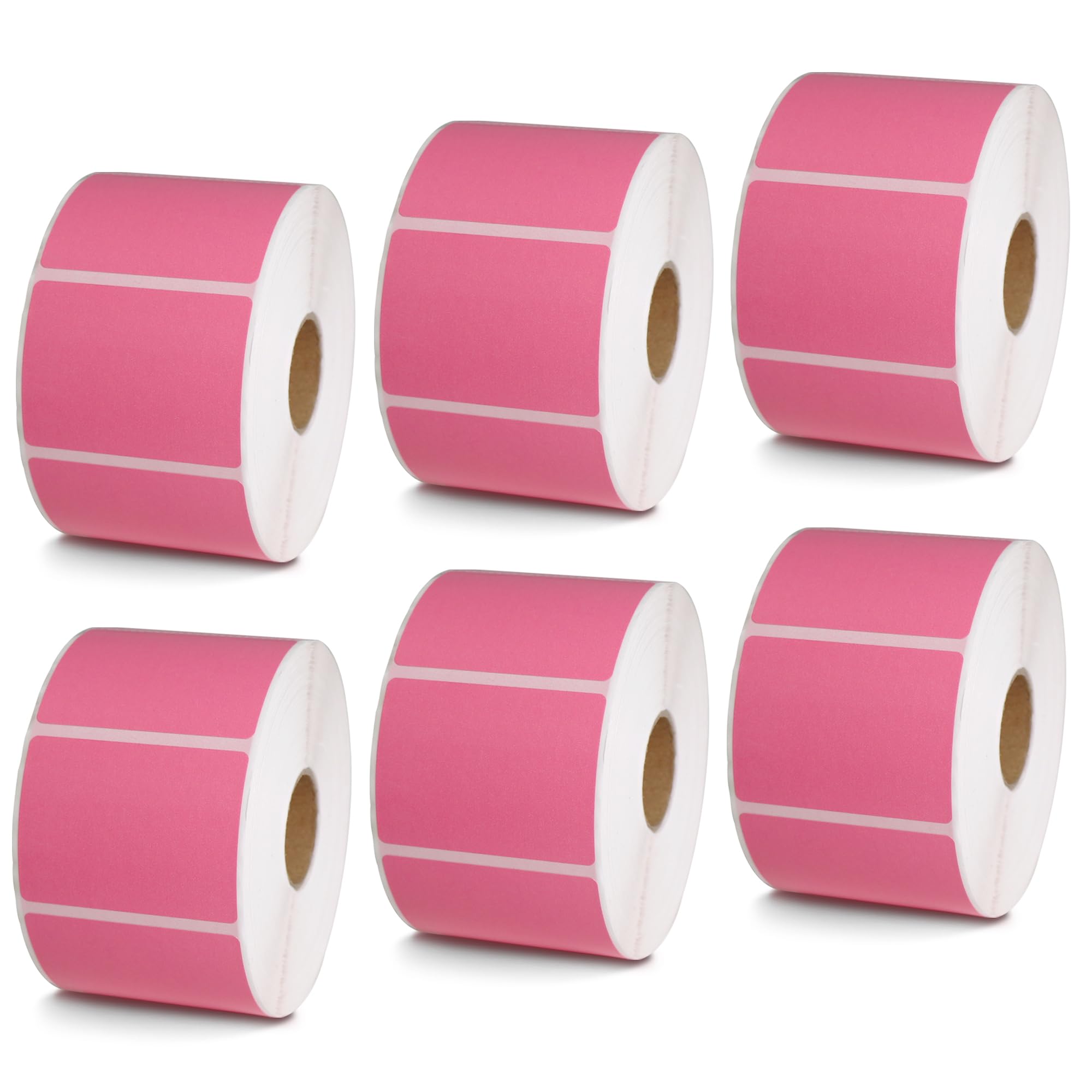 BETCKEY - Etiquetas de código de barras y dirección UPC de 2 x 1.5 pulgadas compatibles con impresora de etiquetas Zebra & Rollo, adhesivo premium y perforado [rosa, 6 rollos, 6000 etiquetas]