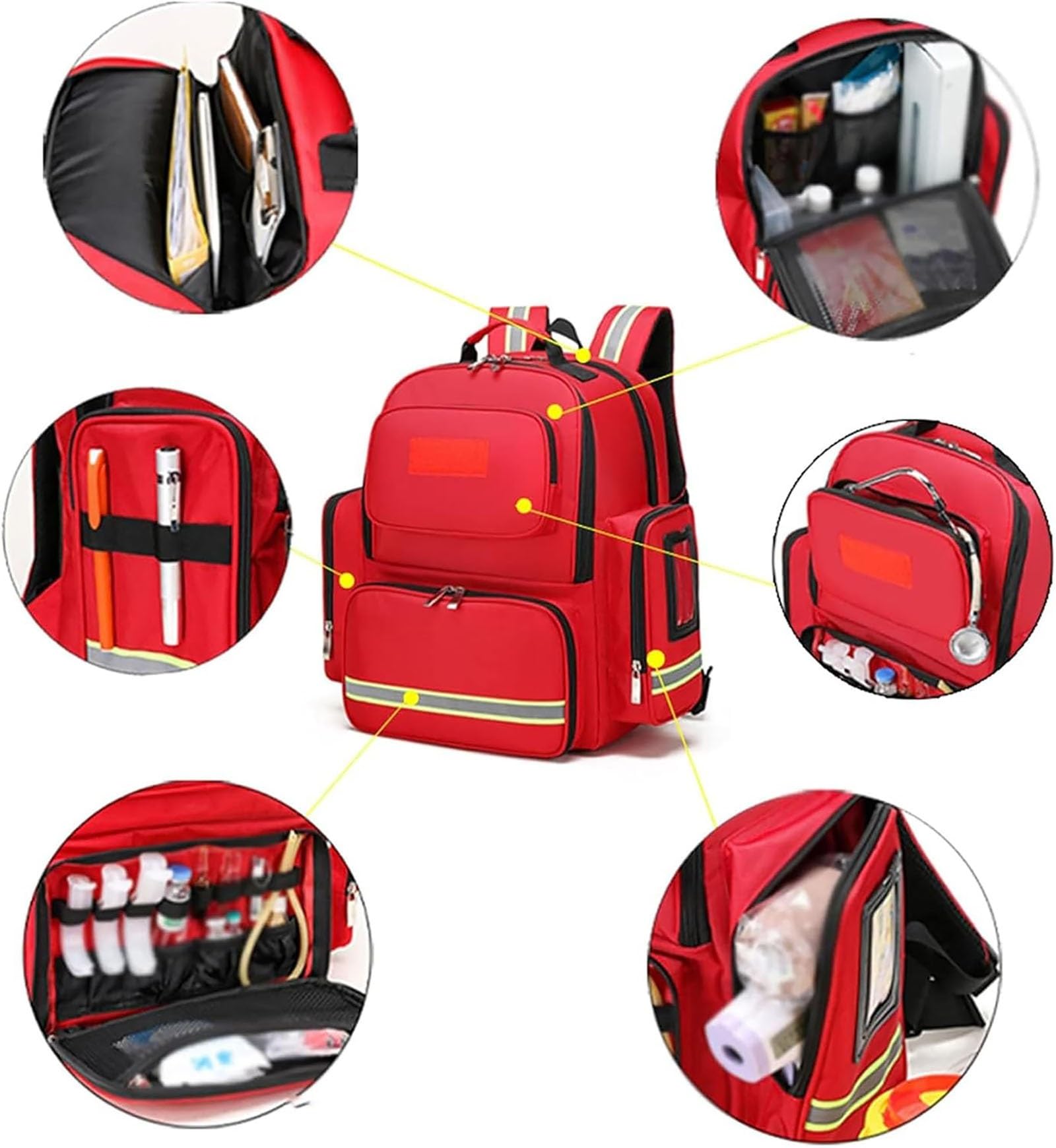 Mochila de Primeros Auxilios vacía, Almacenamiento, Mochila Emergencia | Kits de emergencia para traumatismos, ideal para senderismo, actividades al aire libre, viajes, acampadas y guarderías(Green)