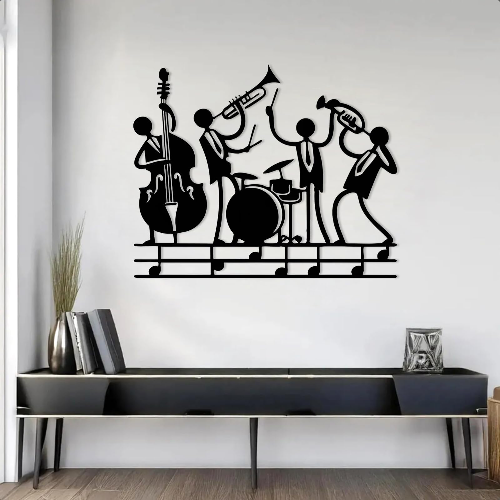 Decorazione da Parete in Metallo con Musica Jazz Astratta Decorazione per La Stanza Musicale Studio di Musica Decorazione da Parete per Soggiorno Camera da Letto Regalo per Musicista