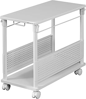 Bauhutte BHD-670H-WH Adjustable Height L-Shaped Desk, Standard, Computer Rack, PC Rack Width 12.6 x Depth 26.4 inches 32 x 67 cm, Height 22.4 - 30.7 inches 57 - 78 cm, White