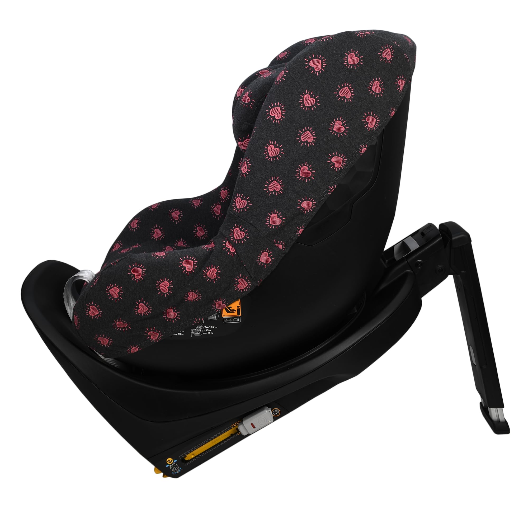 JYOKO KIDS Rivestimento per seggiolino auto in cotone compatibile con Maxi Cosi (Maxi Cosi Mica Eco I-Size, Fluor Heart)