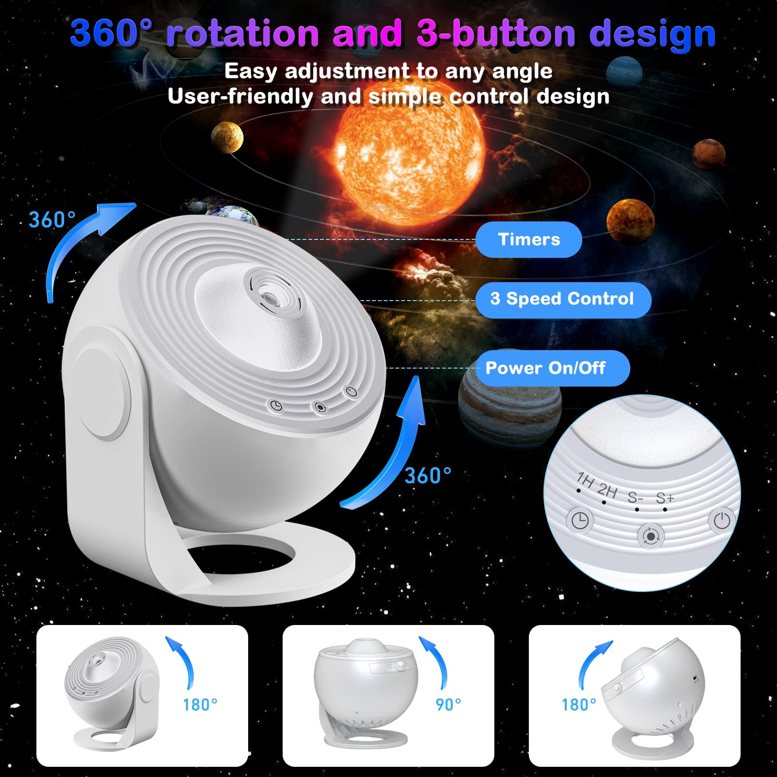 Febotak Proiettore Cielo Stellato, Lampada Proiettore Planetario Cielo Stellato per Camera da Letto Bambini Adulti con 13 Dischi Pianeti, Proiettore Nebulosa/Luna/Cielo Galassia