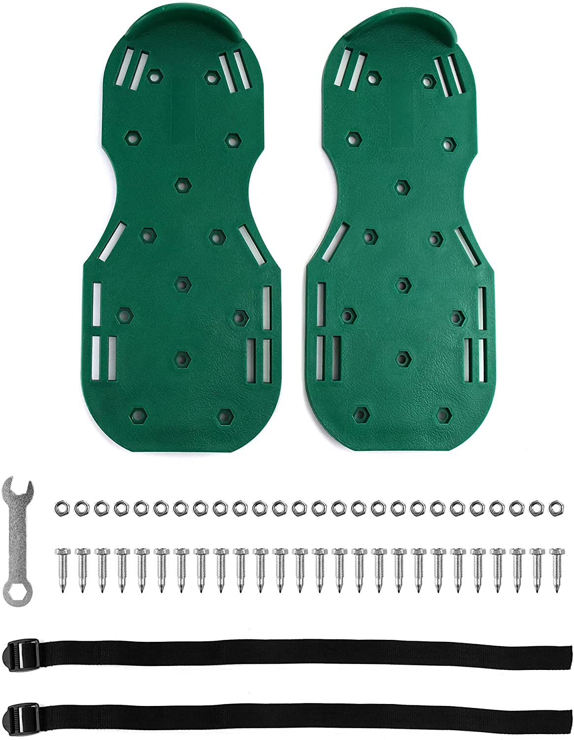 Aireador de Césped Zapatos Sandalias de Pinchos de Metal Hebillas y Correas 3 para Airear el Césped o en el Patio (Verde)