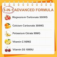 Vista 4 de Paquete de 2 gomitas de carbonato de magnesio de 500 mg, suplemento de magnesio de alta absorción para mujeres y hombres, con calcio, potasio
