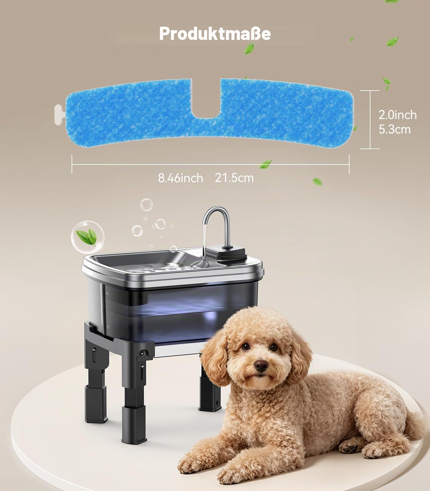 10 Pack Filter & 10 Pack Schwämme Filterersatz für Katzentrinkbrunnen, Katzentrinkbrunnenfilter für FEELNEEDY 9L Trinkbrunnen für Hunde mit 3-Stufig Verstellbarem Ständer FN-W25