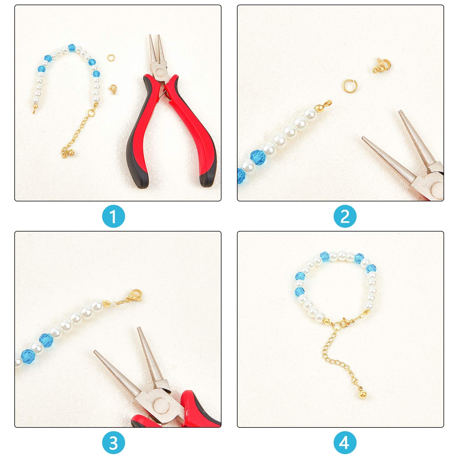 UNICRAFTALE 100-teiliges Schmuckzubehör Set – 50 Karabinerverschlüsse & 50 Sprungringe, Gold, 5 Größen