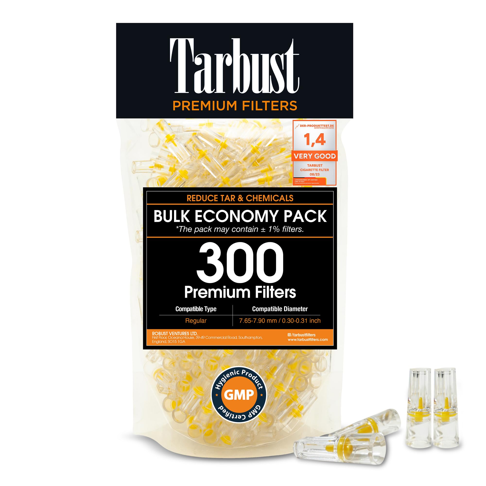 Tarbust 300 Cigarette Filters That Remove Tar and Chemicals, Reusable Filter Tips, Tar Blockers, Smart Filters for Cigarettes Tips, Regular & King Size
