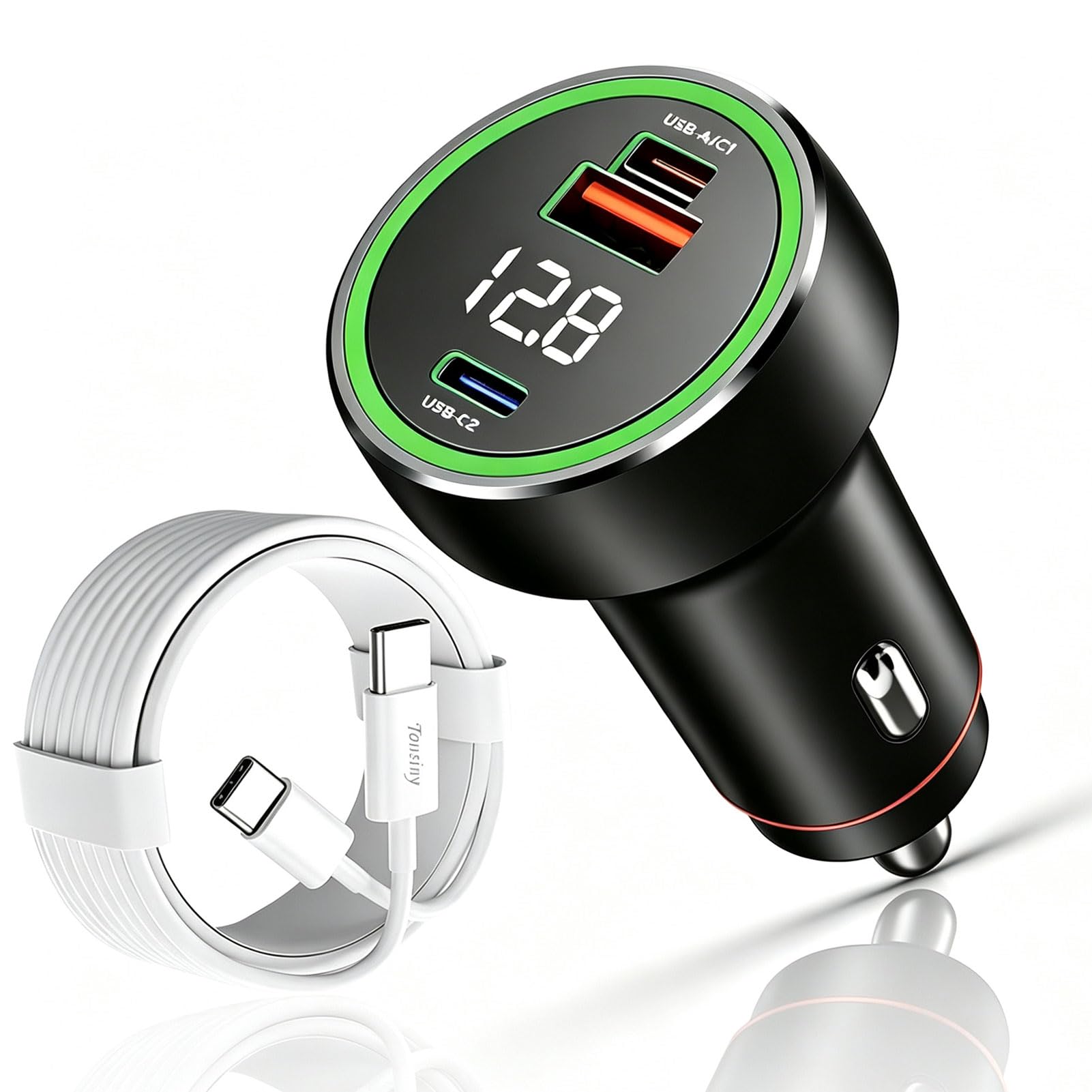 Cargador de coche todo en uno para OnePlus, Oppo, Realme, Samsung, iPhone, Xiaomi, Redmi y Poco, para smartphones, tabletas, ordenadores portátiles y relojes inteligentes (añadir cable de 2 m)