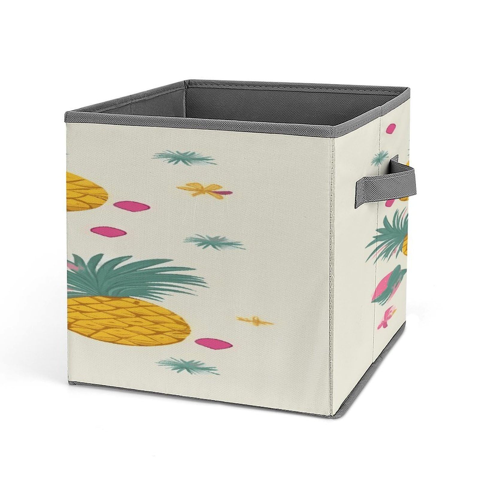 Fodpand Style Flamingo And Pineapple Storage Cubes Foldable Decorative Fabric, Storage Bins Baskets With Handles, Closet Organizers And Storage For Home, Office,Closet, Clothes