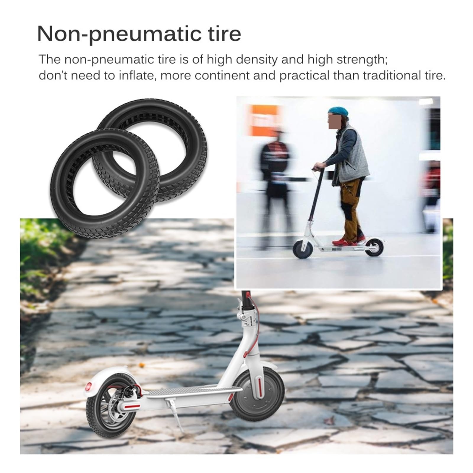 Trwała solidna opona, kompatybilna z hulajnogą elektryczną Xiaomi M365 Pro Mijia Mi 1S Pro 2 Essential Scooter 8,5 cala gumowa opona 8,5-calowe koło(2pcs)
