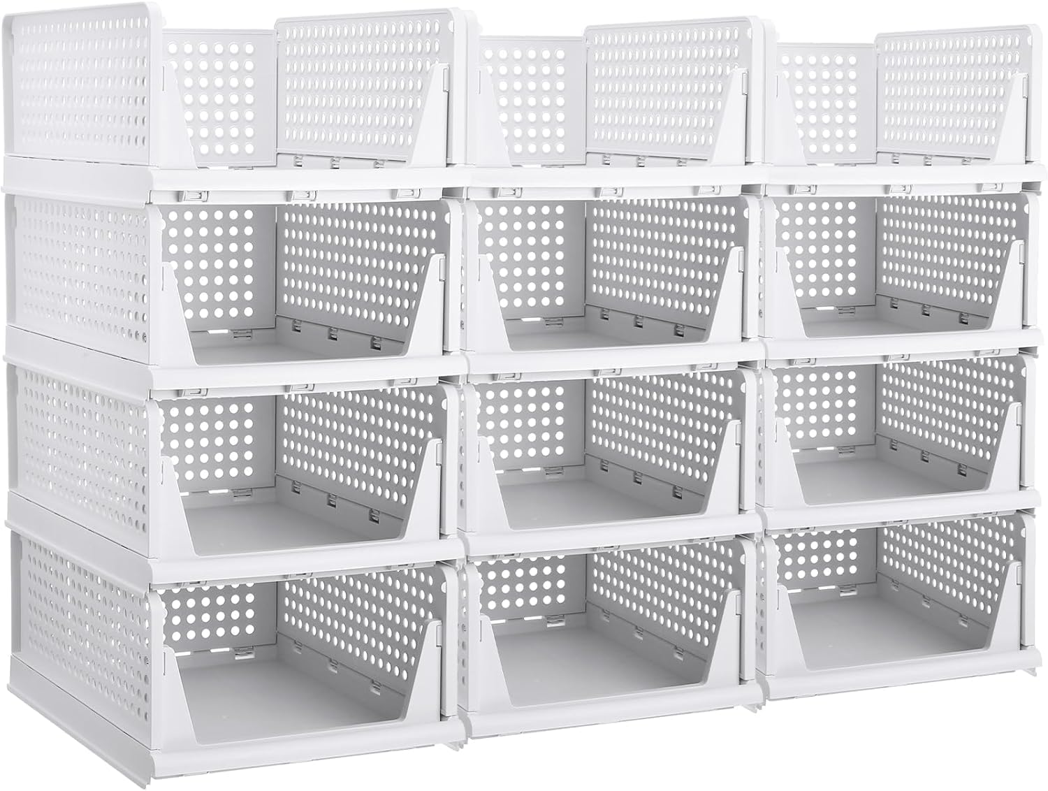 See full amazon price history chart for Lamok Stackable Wardrobe Organizer for Clothes - Multipurpose Foldable Plastic Closet Storage Organizer for Kitchen, Bedroom, Bathroom (Pack of 12, White) Lamok Stackable Wardrobe Organizer for Clothes - Multipurpose Foldable Plastic Closet Storage Organizer for Kitchen, Bedroom, Bathroom (Pack of 12, White) (B0CX4S5RCL) Amazon Price History, Amazon Price Tracker