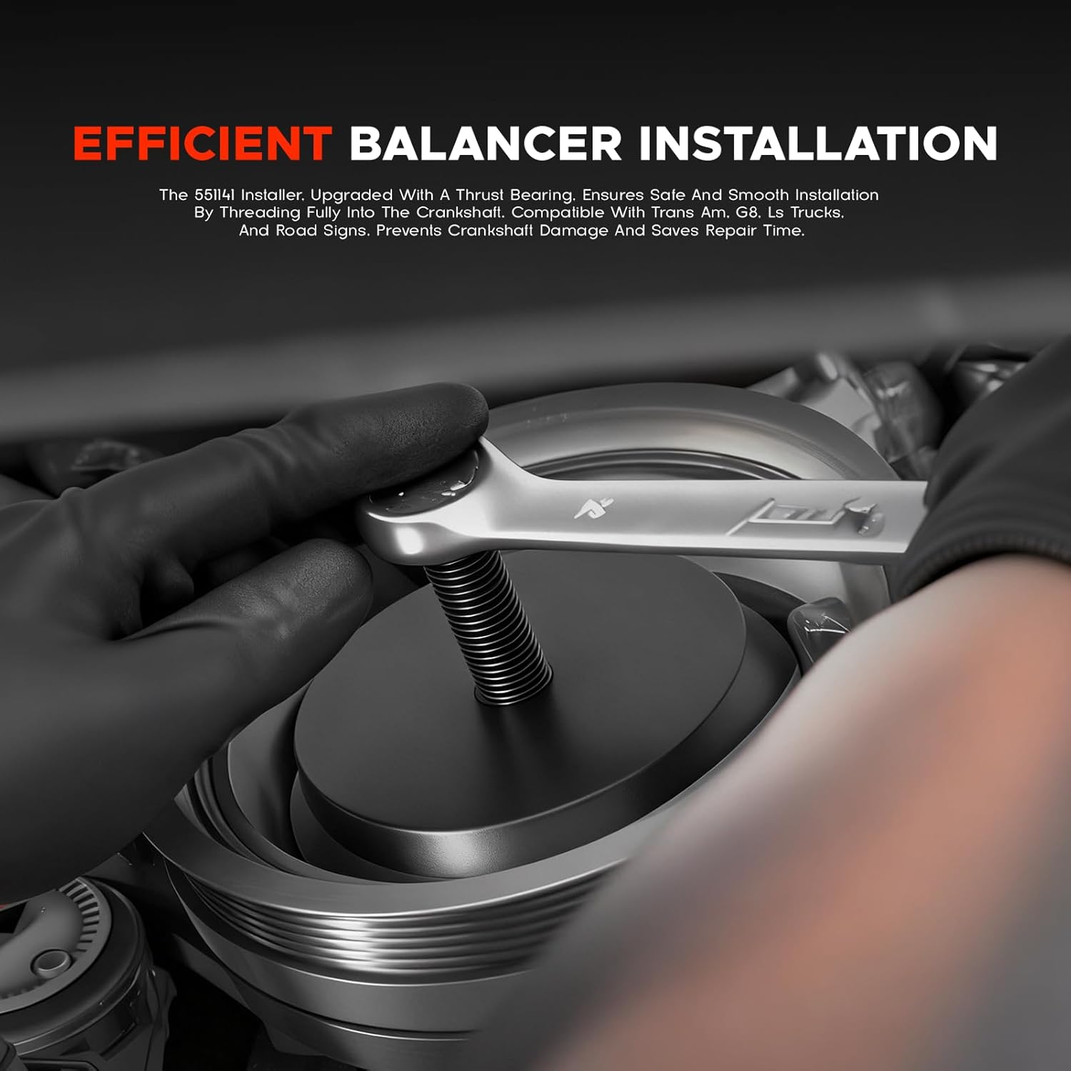 for GM 25264 Harmonic Balancer Puller and 551141 Crank Pulley Install Tool Harmonic Balancer Installation Tool Compatible with GM LS Series Engines 1997-UP