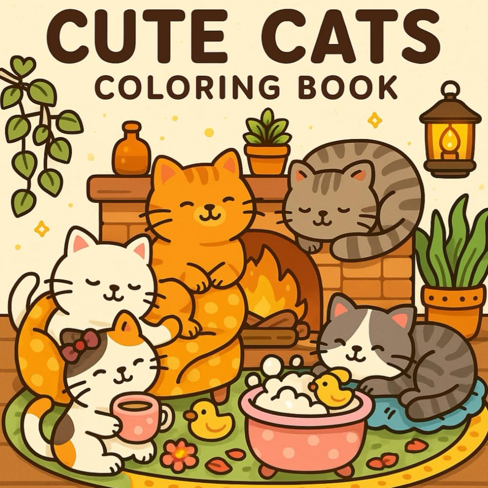 Cozy Cats Coloring Book for Adults and Teens: Cute, Relaxing, and Whimsical Cat Scenes for Stress Relief, Mindfulness, and Creative Fun