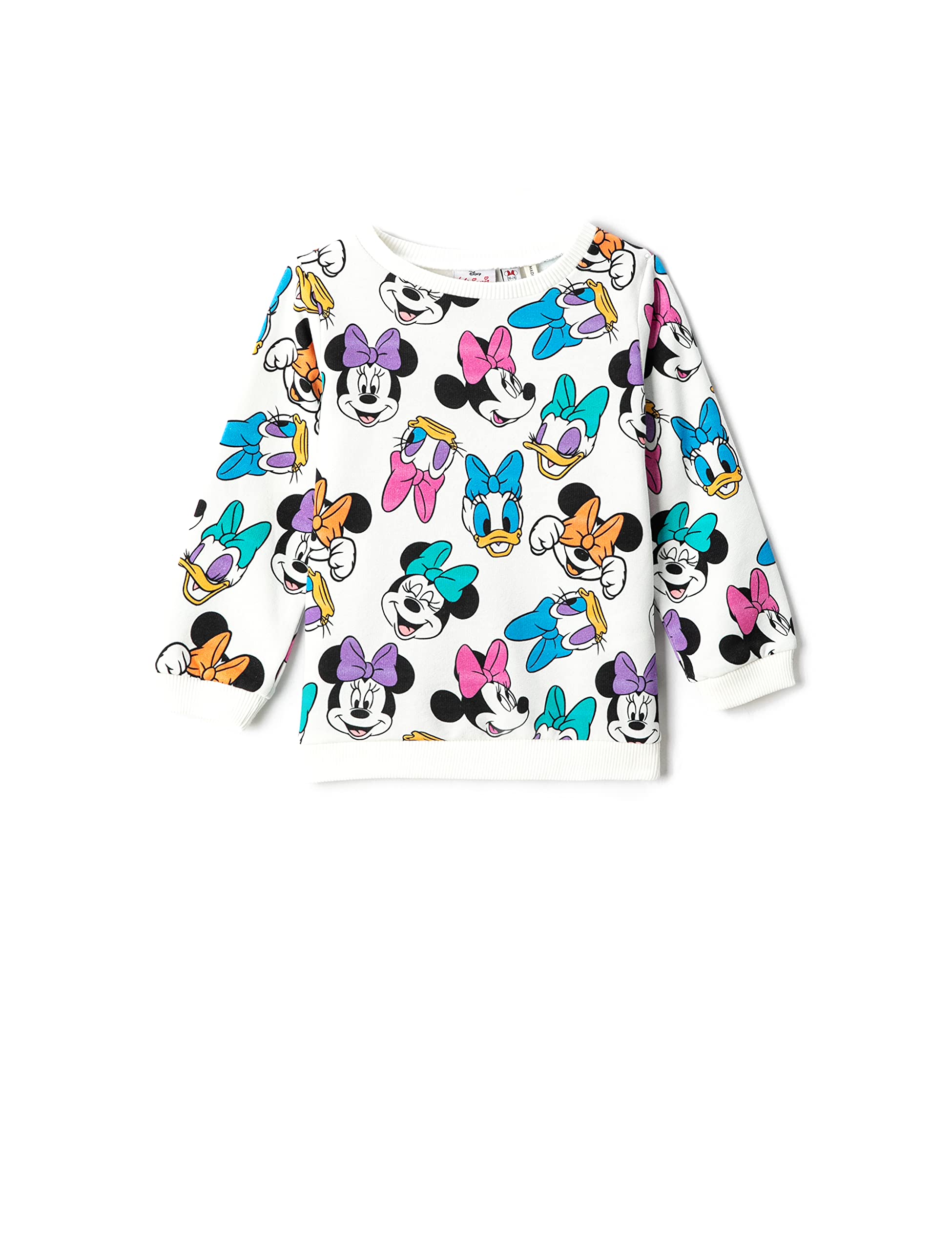 Koton Minnie Mouse and Daisy Duck Sweatshirt Imprimé en Coton Brossé Intérieur Maillot de survêtement Bébé Fille