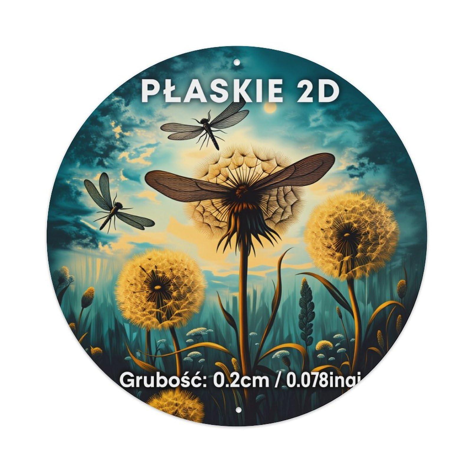 Dandelion Dragonfly Sky Field Nature Round Tin Sign Vintage Style Metal Sign Home Bar Garden Wall Plaque Decor Metal Poster 8x8 Inch