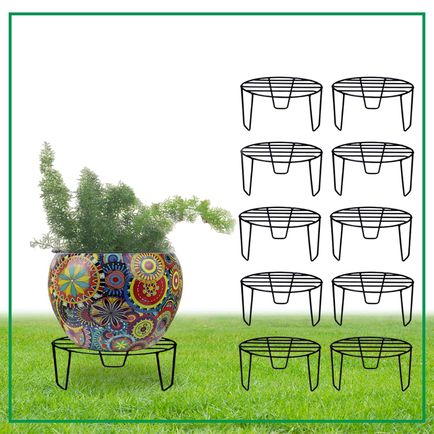 CINAGRO Plant Stand for Balcony (Pack of 10), Metal Plant Stand for Outdoor & Indoor Plants, Anti Rust Flower Pot Stand, Galvanised Plant Stand for Living Room, Gamla Stand for Plants (Round, Black) (B09S3SHCTB) Amazon Price History, Amazon Price Tracker