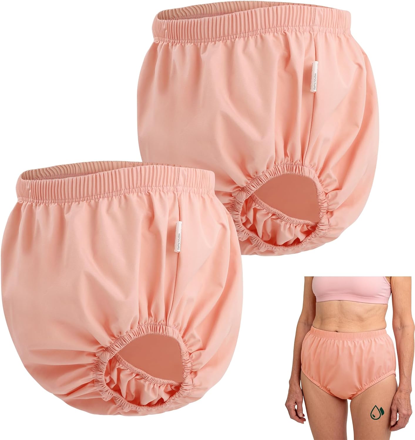 Washable Reusable Adult Diaper Cover, 2 PCS Plastic Pants Anti-Side Flap Leak-Proof Rubber Pants, Waterproof Diaper & Adult Cloth Diapers, Pink M Unisex for Adults Elderly Home & Travel