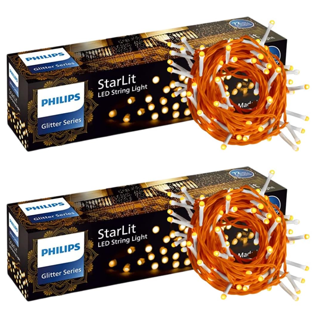 PHILIPS Starlit 12 Meter 72 LEDs String Light for Decoration | Festival LED String Light for Diwali, Christmas and Home Decoration| Amber, Pack of 2 (B0B5RMVYWQ) Amazon Price History, Amazon Price Tracker