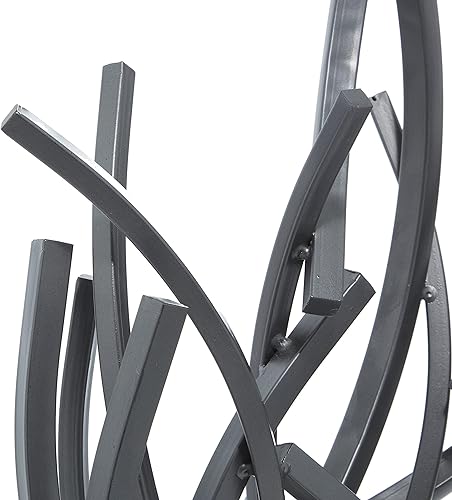 Miniatura 6 de Deco 79 Escultura decorativa abstracta de metal para decoración del hogar con base de mármol, figura decorativa de 17 x 7 x 24 pulgadas, gris