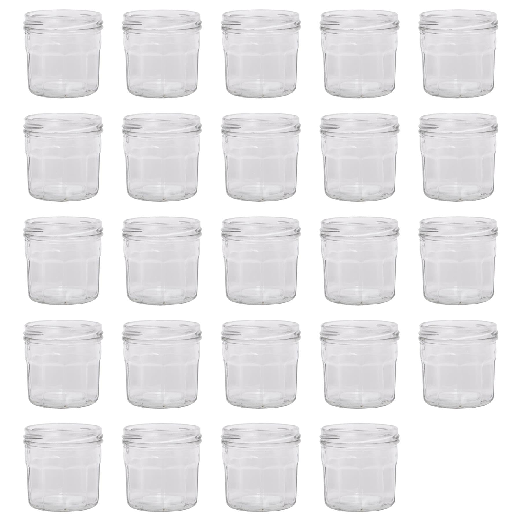 Argon Tableware Glass Jam Jars - 130ml - Pack of 24 - Empty Screw Top Kitchen Storage Jar for Food, Honey, Spice, Pickling, Preserving, Candle Making