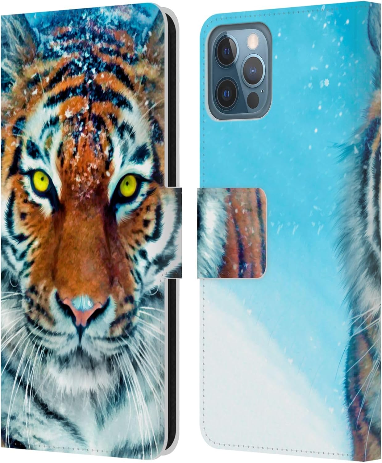 Head Case Designs Officially Licensed Aimee Stewart Tiger Lily Animals Leather Wallet Case Compatible with Apple iPhone 12 / iPhone 12 Pro