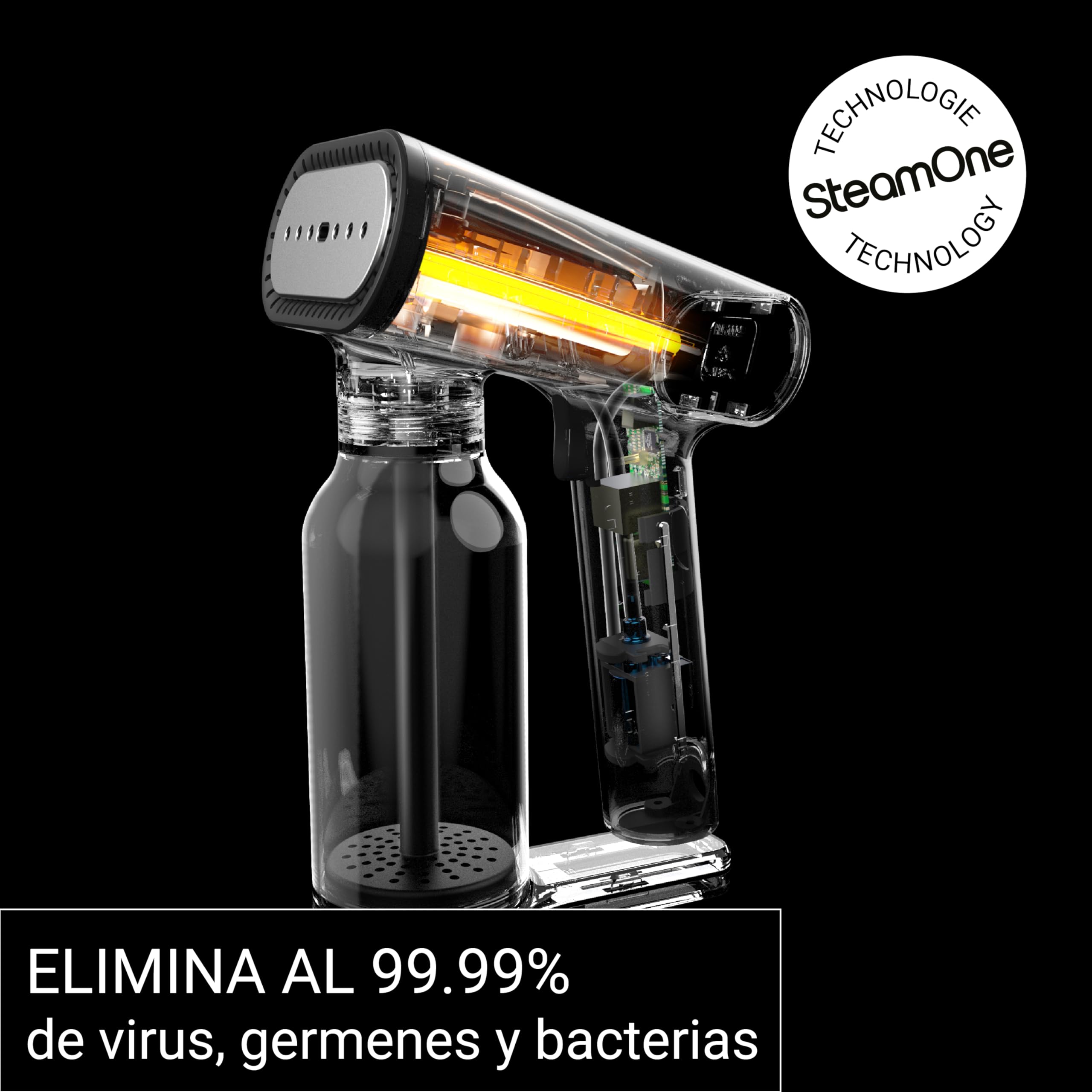 SteamOne Karl XL Vaporizador Portátil Steamer Rust 2000W - 400ml | Vaporizador Portátil Karl XL, 2000W, Depósito 400ml, 2 Modos, Listo en 30s, Gancho con Ventosa Incluido, RUST400