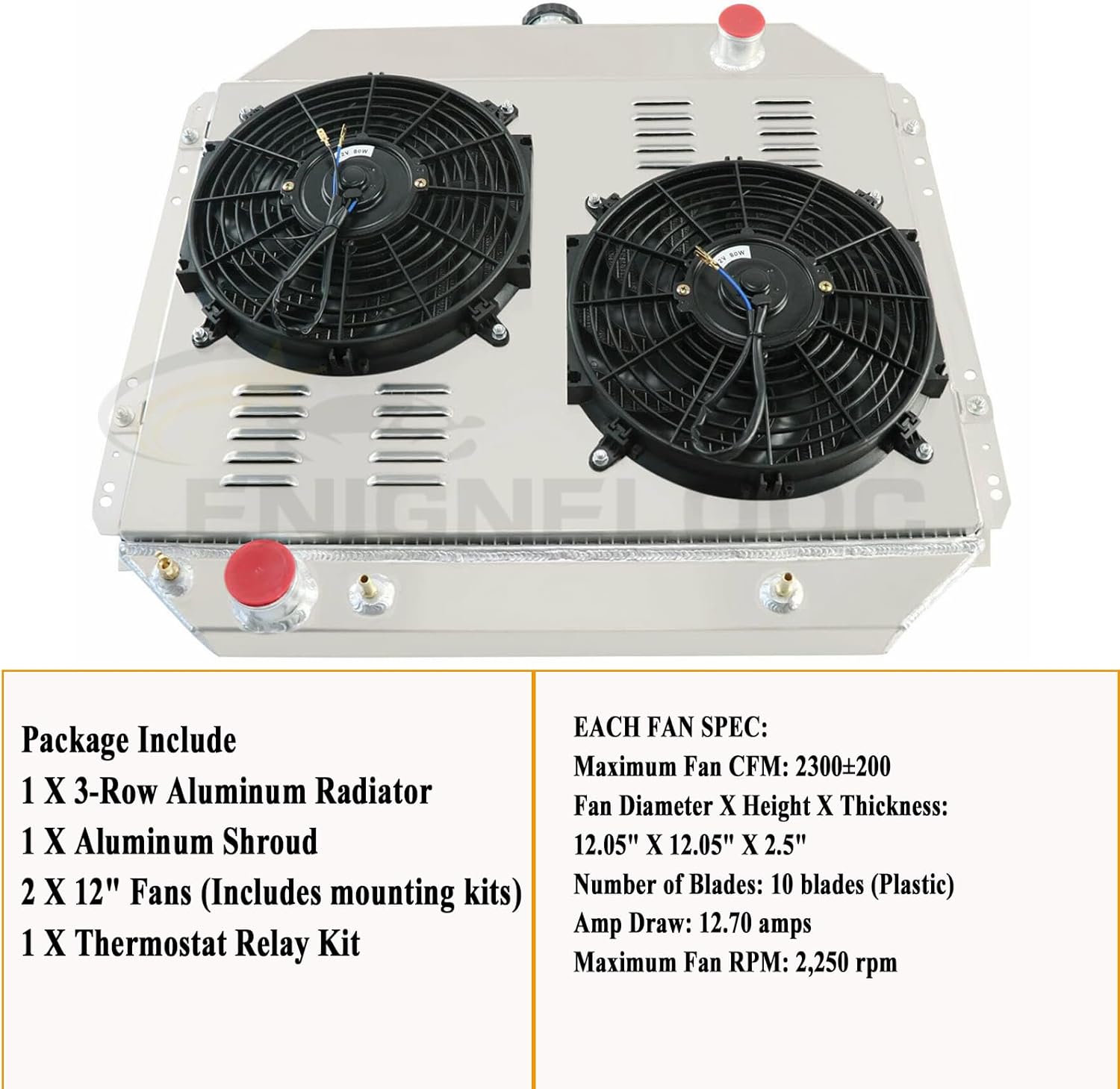 4 Row Core Aluminum Radiator Shroud Fan Relay for 1966-1979 Ford F100 F150 F250 F350 F-Series Bronco Truck 302ci 351ci 360ci 390ci 400ci V8 Engine AT MT 1967 1968 1969 1970 71 72 73 74 75