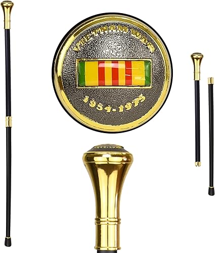 Bastón de metal con cinta de guerra de Vietnam  bastón para caminar para hombres, mujeres, personas mayores  Bastón de viaje plegable de 2 piezas