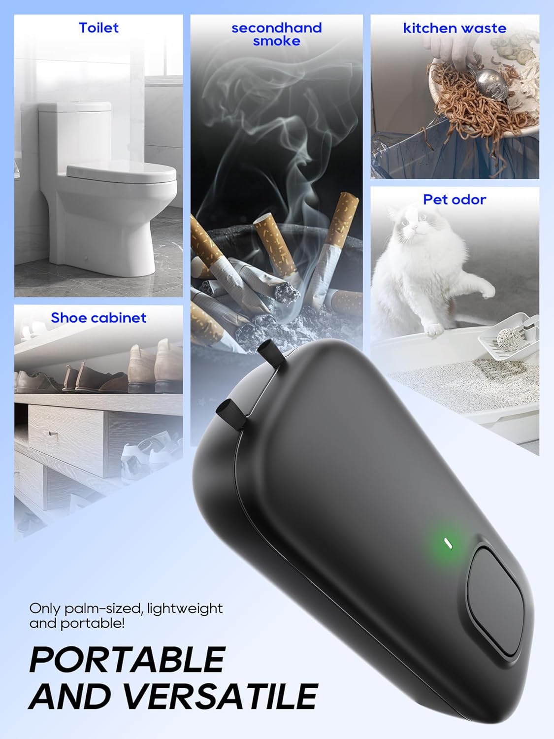 Cat Litter Deodorizer Plug in - Ozone-Free Negative Ion Air Purifier for Litter Box, Compact Odor Eliminator for Strong Pet Odors, Dog Odor Eliminators for Home, Bedroom, Kitchen (black 2pcs)
