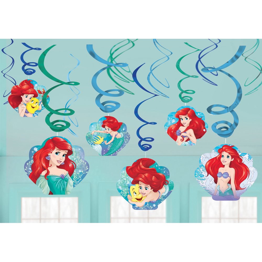 Little Mermaid Foil Swirl Hanging Decorations (12 Pack) - Party Supplies