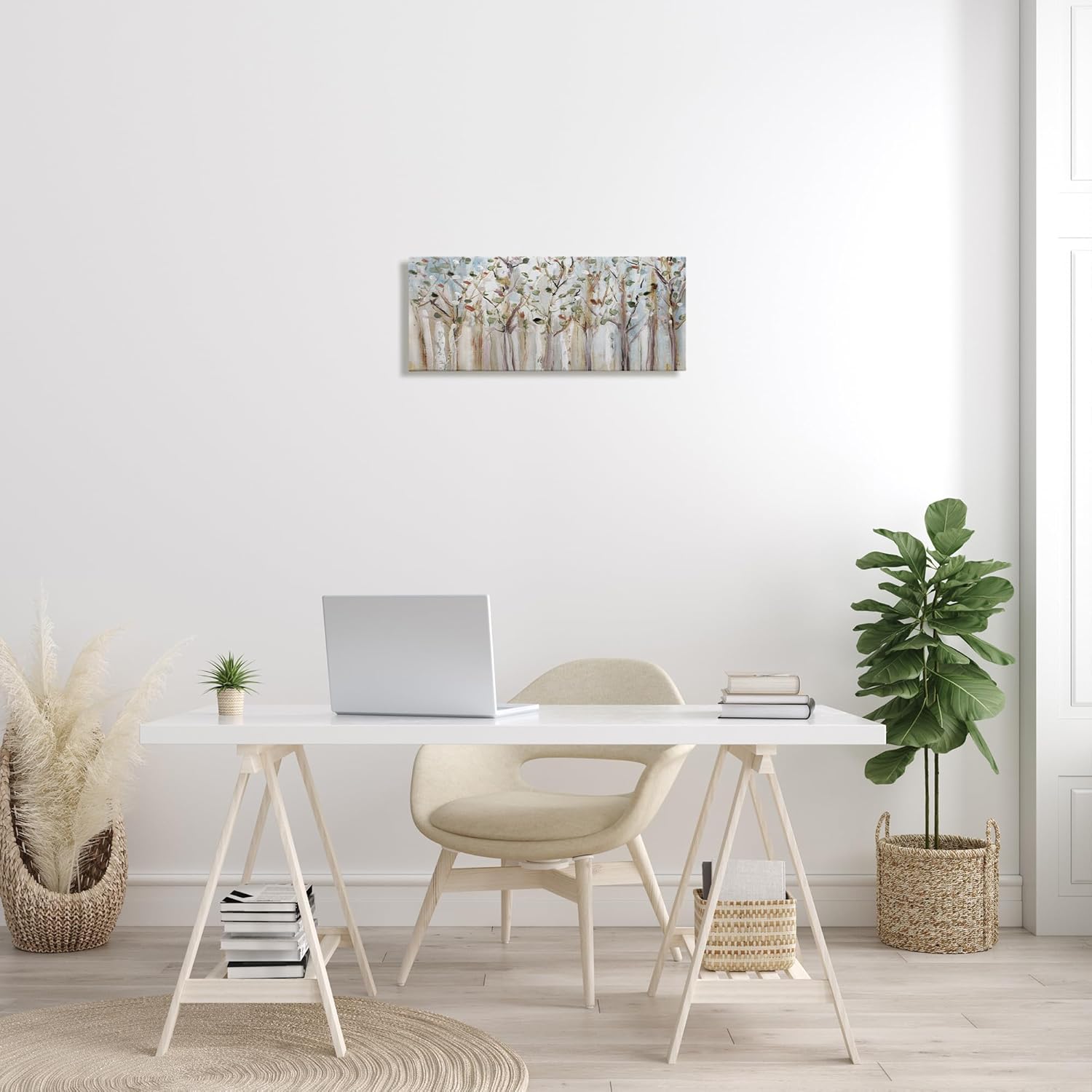 Birch Forest Abstract Landscape Canvas Wall Art