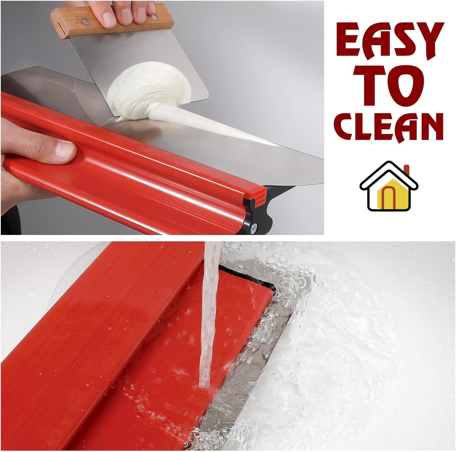 Spatola per Stucco Kit, Spatola per stucco muro con Maniglia di estensione, Lama in acciaio inox e alloggiamento in alluminio (25cm+40cm+60cm)