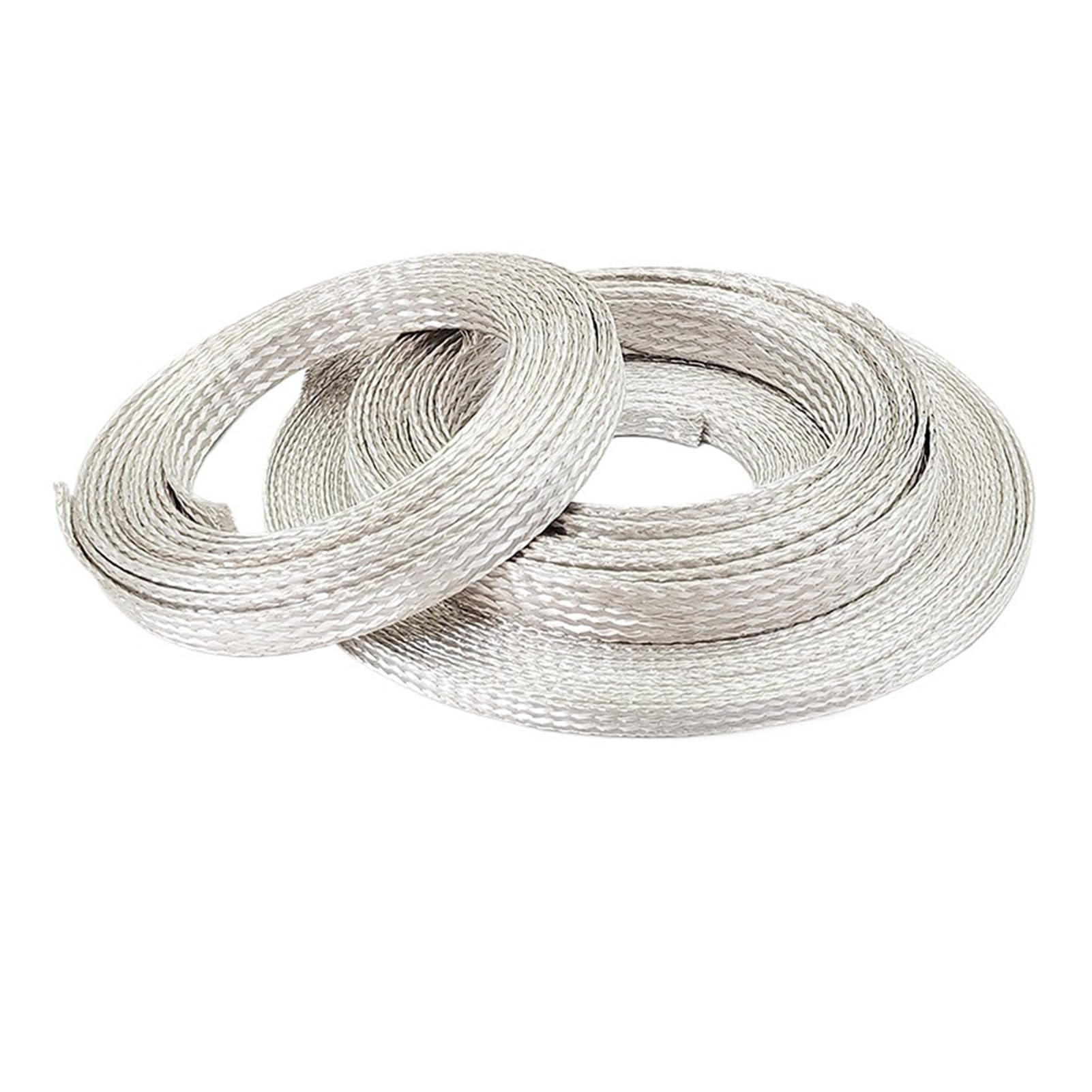 Płaski miedziany pleciony kabel 1 szt., 5 m, ekranowanie elektromagnetyczne, posrebrzana tuleja, ID 2/4/6/8/10/12/16/20/25 mm kabel sygnałowy, ochrona przed zakłóceniami, rękaw (16 mm)