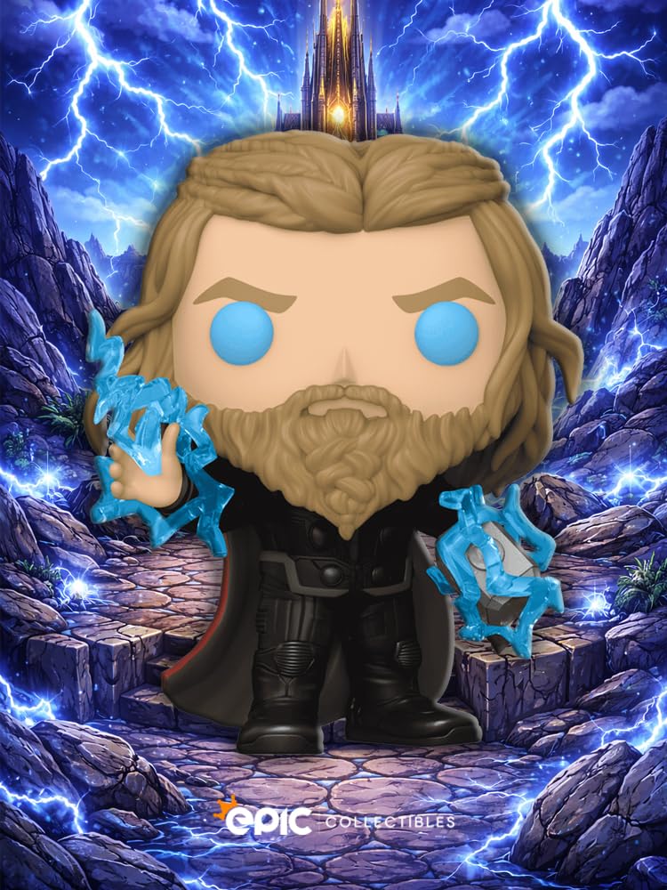 Funko Pop! Marvel: Avengers End Game - Thor with Mjolnir (świecące w ciemności) limitowana edycja ekskluzywne winylowe figurki kolekcjonerskie w zestawie z ochraniaczem pudełka