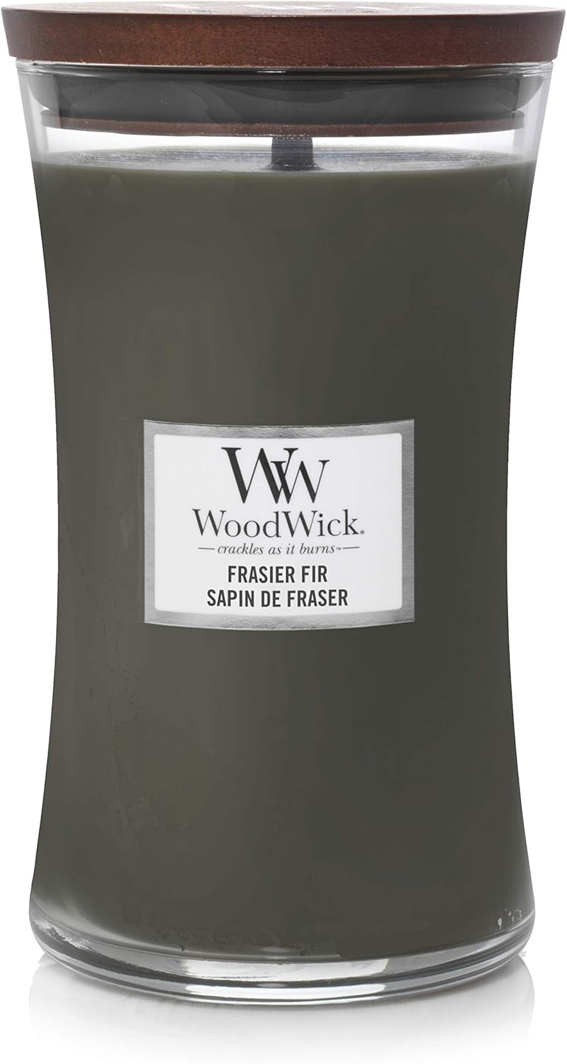Woodwick Large Hourglass Scented Candle Frasier Fir with Crackling Wick Burn Time Up to